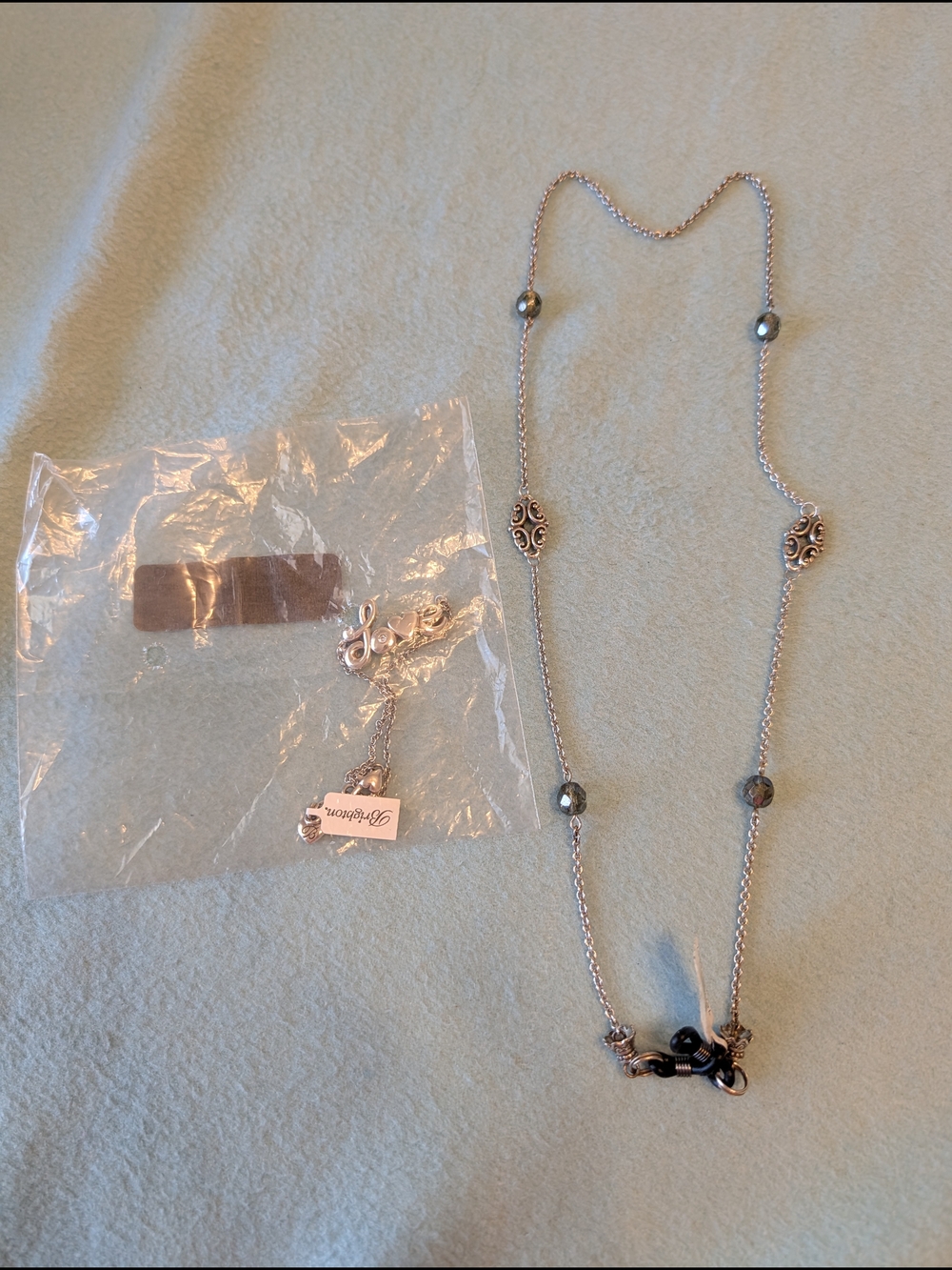 Brighton Silver-Tone Glasses Chain with Black Accents, And Love Bracelet